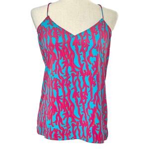 Southern Frock Womens Size M Lauren Tank in Pink Blue Coral Print Racerback Cami